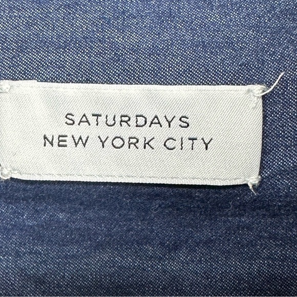 Saturdays NYC Mens XS Indigo Button-Down Collar Cotton Chambray Shirt - Picture 7 of 11